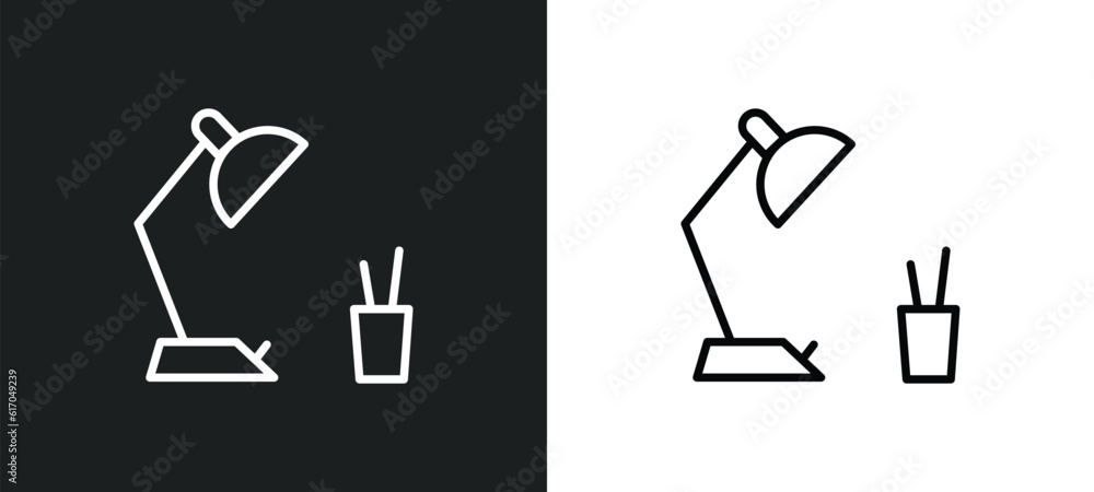 Poster study lamp line icon in white and black colors. study lamp flat vector icon from study lamp collecti