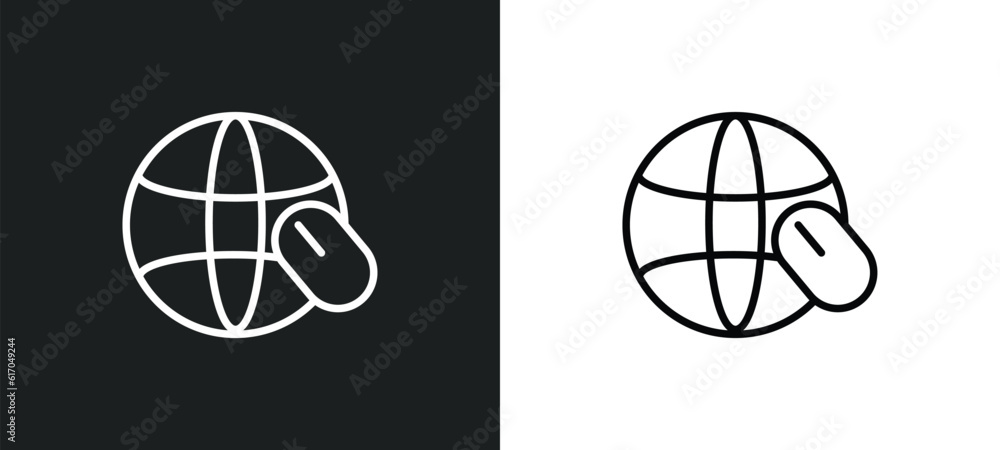 Poster surfing the net line icon in white and black colors. surfing the net flat vector icon from surfing t