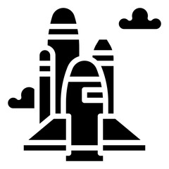 Fototapeta premium SPACE SHUTTLE LAUNCH line icon,linear,outline,graphic,illustration