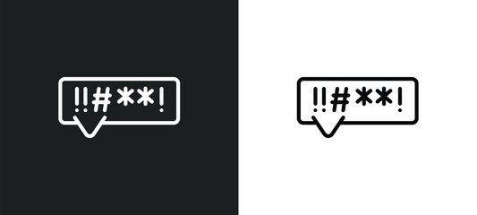 swearing line icon in white and black colors. swearing flat vector icon from swearing collection for web, mobile apps and ui.
