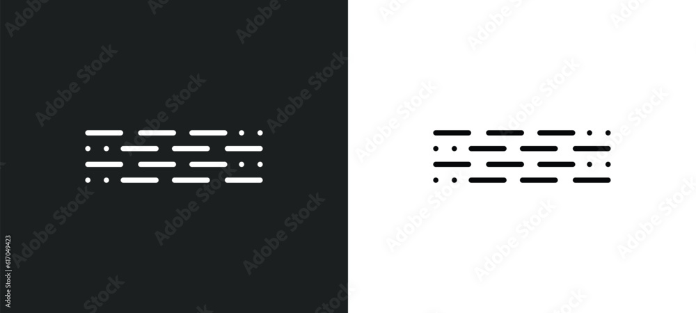 Poster morse code line icon in white and black colors. morse code flat vector icon from morse code collecti