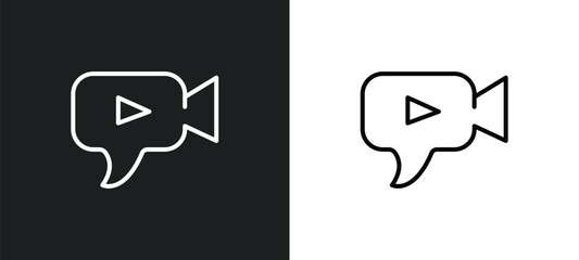 video chat line icon in white and black colors. video chat flat vector icon from video chat collection for web, mobile apps and ui.