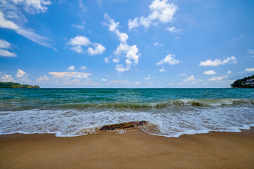 Beautiful landscape with the beach of Phuket, Thailand from the Andaman Sea.