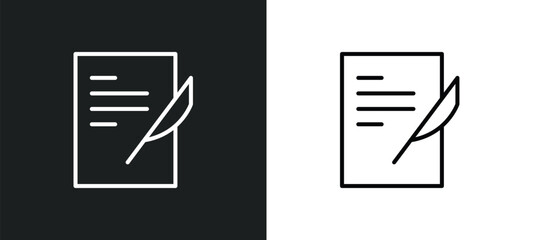 writing letter line icon in white and black colors. writing letter flat vector icon from writing letter collection for web, mobile apps and ui.