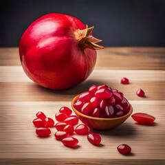 Pomegranate on a neutral background created by AI