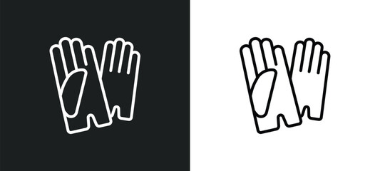 leather gloves line icon in white and black colors. leather gloves flat vector icon from leather gloves collection for web, mobile apps and ui.