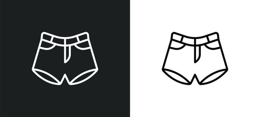 denim shorts line icon in white and black colors. denim shorts flat vector icon from denim shorts collection for web, mobile apps and ui.