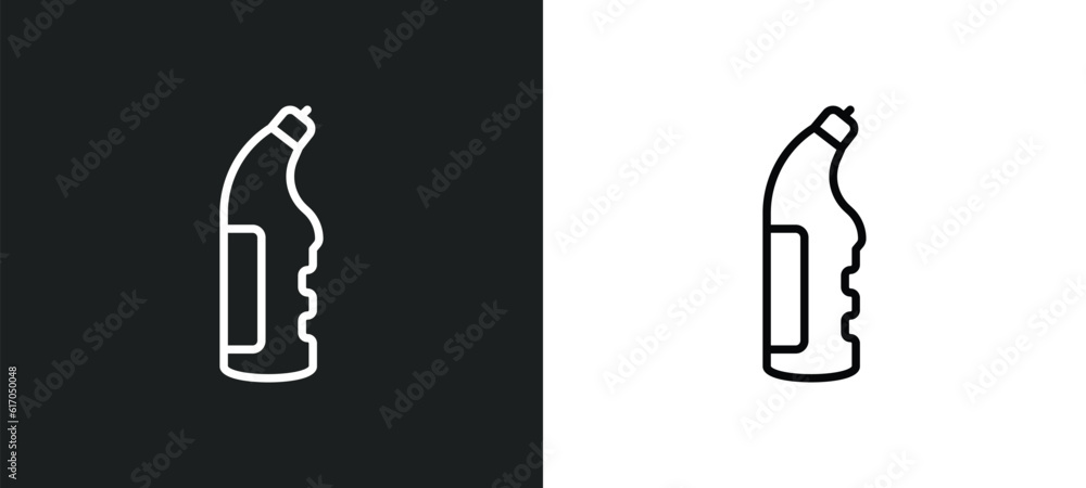 Poster bleach line icon in white and black colors. bleach flat vector icon from bleach collection for web, 