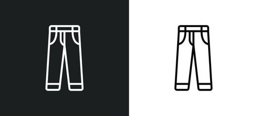 jeans line icon in white and black colors. jeans flat vector icon from jeans collection for web, mobile apps and ui.