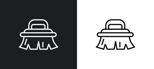 brush cleanin line icon in white and black colors. brush cleanin flat vector icon from brush cleanin collection for web, mobile apps and ui.