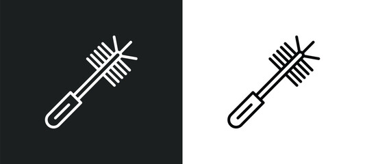 toilet brush cleanin line icon in white and black colors. toilet brush cleanin flat vector icon from toilet brush cleanin collection for web, mobile apps and ui.