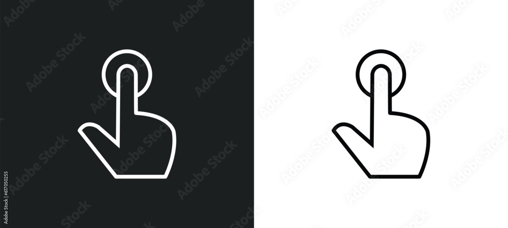 Poster tap line icon in white and black colors. tap flat vector icon from tap collection for web, mobile ap