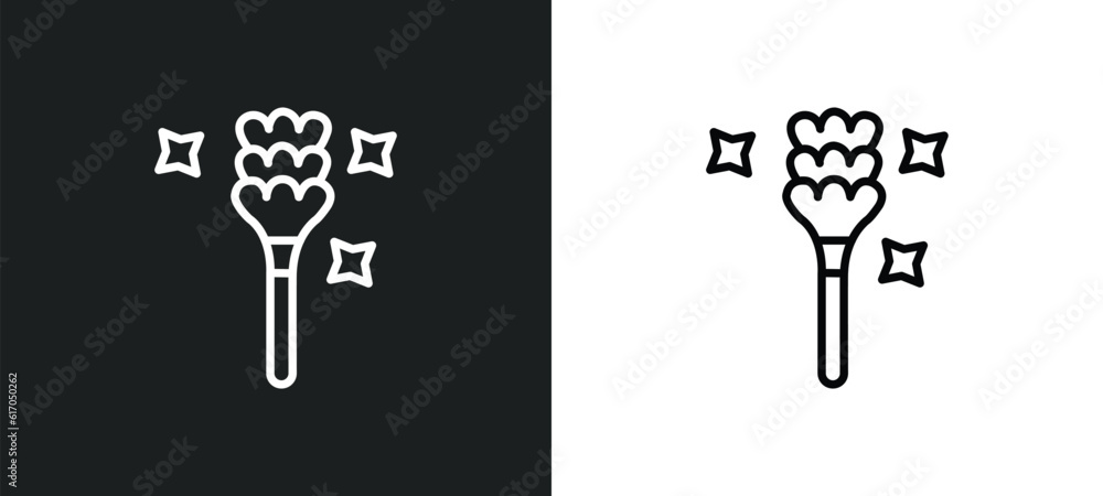 Poster feather duster line icon in white and black colors. feather duster flat vector icon from feather dus
