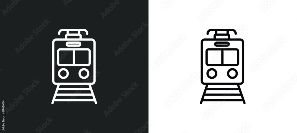 Poster subway line icon in white and black colors. subway flat vector icon from subway collection for web, 
