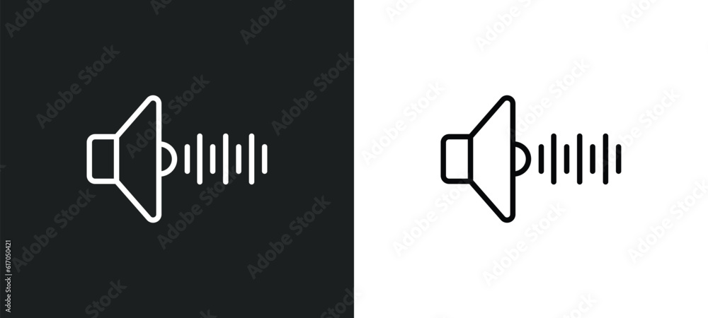 Poster sound effect line icon in white and black colors. sound effect flat vector icon from sound effect co
