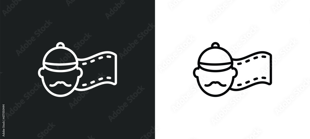 Poster producer line icon in white and black colors. producer flat vector icon from producer collection for