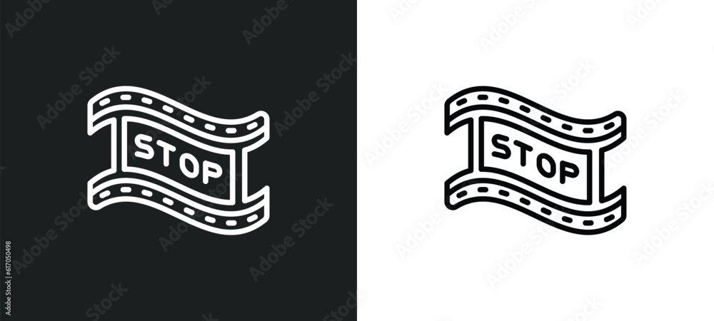 Poster freeze frame line icon in white and black colors. freeze frame flat vector icon from freeze frame co
