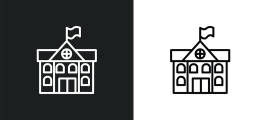 city hall line icon in white and black colors. city hall flat vector icon from city hall collection for web, mobile apps and ui.