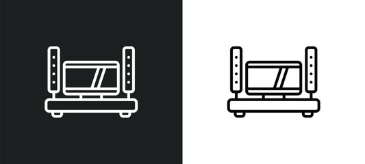 home cinema line icon in white and black colors. home cinema flat vector icon from home cinema collection for web, mobile apps and ui.