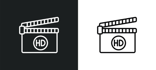 hd line icon in white and black colors. hd flat vector icon from hd collection for web, mobile apps and ui.