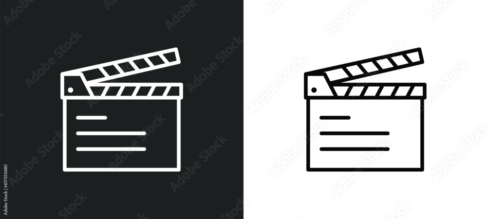 Poster slapstick open line icon in white and black colors. slapstick open flat vector icon from slapstick o
