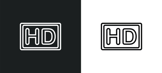 hd line icon in white and black colors. hd flat vector icon from hd collection for web, mobile apps and ui.