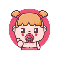 cute baby girl cartoon with thumbs up