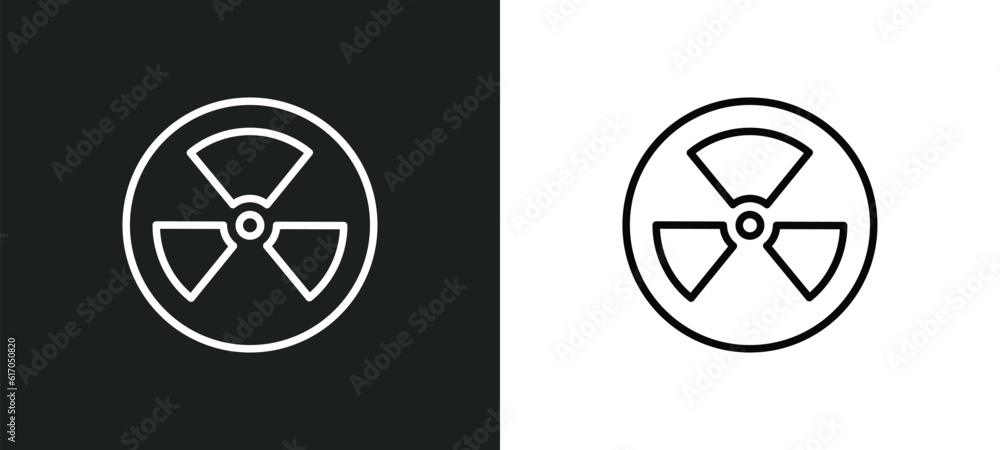 Poster radiactive line icon in white and black colors. radiactive flat vector icon from radiactive collecti