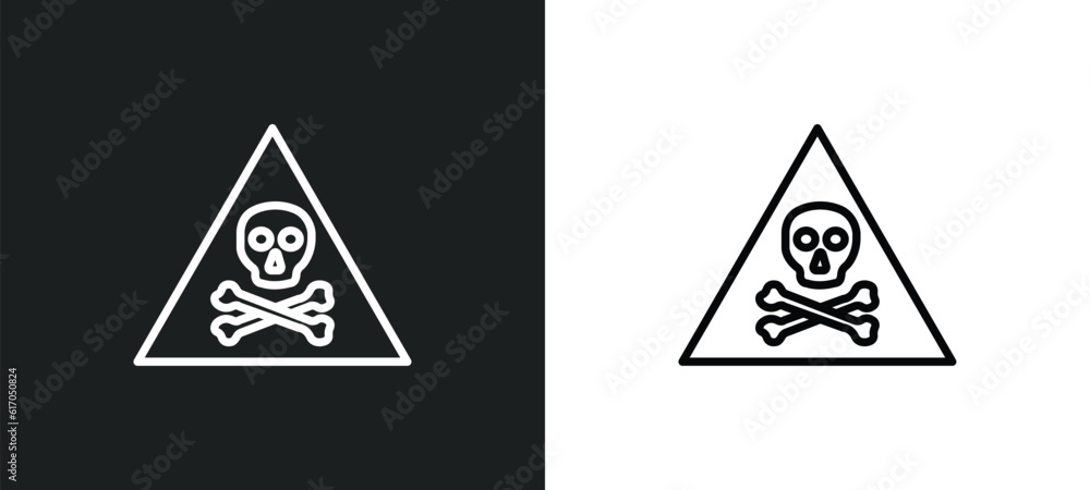 Aufkleber dangerous line icon in white and black colors. dangerous flat vector icon from dangerous collection 