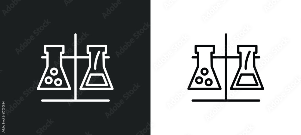 Aufkleber experiment line icon in white and black colors. experiment flat vector icon from experiment collecti