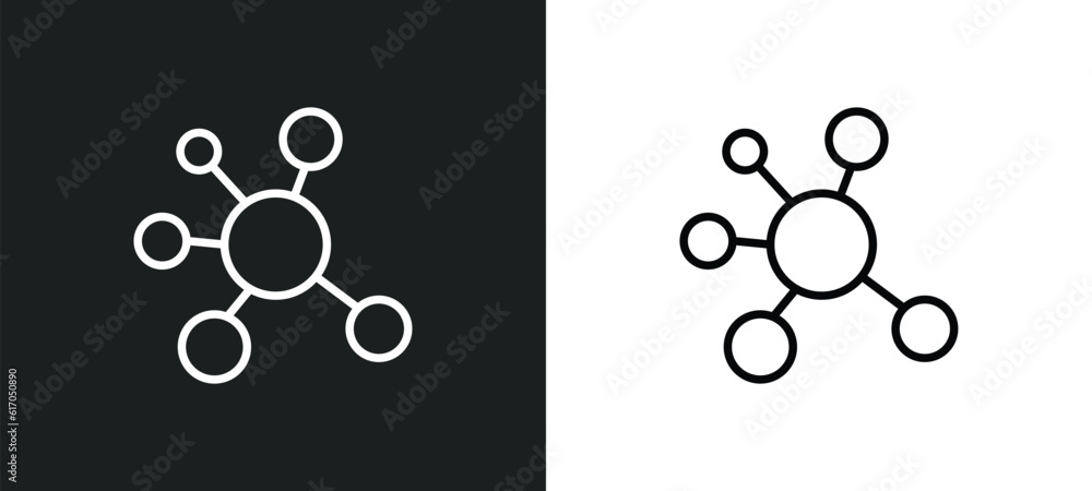 Aufkleber molecular line icon in white and black colors. molecular flat vector icon from molecular collection 