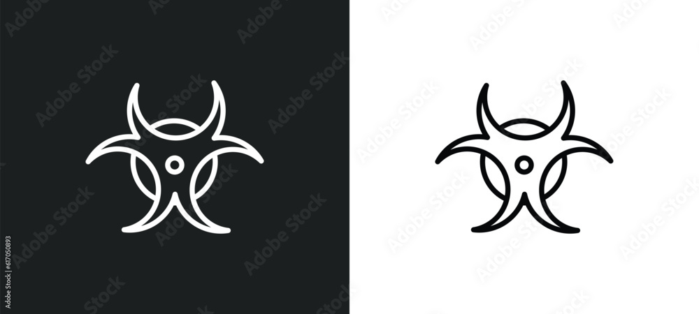 Poster hazardous line icon in white and black colors. hazardous flat vector icon from hazardous collection 