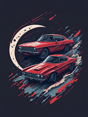Cartoon car. Splash art. AI generated illustration