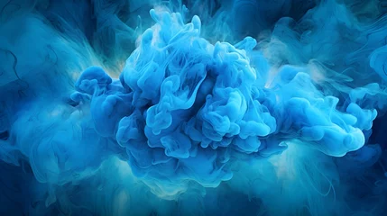 Gardinen Liquid ink cloud. Ð¡lose up view of blue paint splash in water. © Tanuha