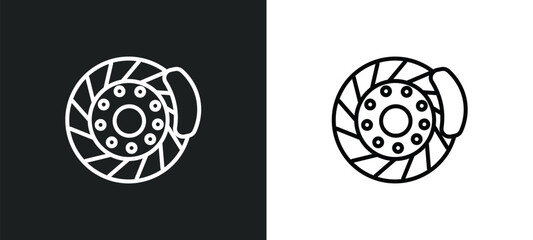 car disc brake line icon in white and black colors. car disc brake flat vector icon from car disc brake collection for web, mobile apps and ui.