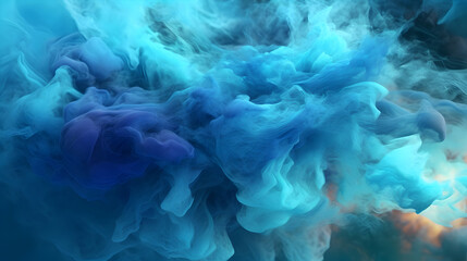 Obraz premium Liquid ink cloud. Ð¡lose up view of blue paint splash in water.