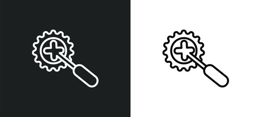 car crank line icon in white and black colors. car crank flat vector icon from car crank collection for web, mobile apps and ui.