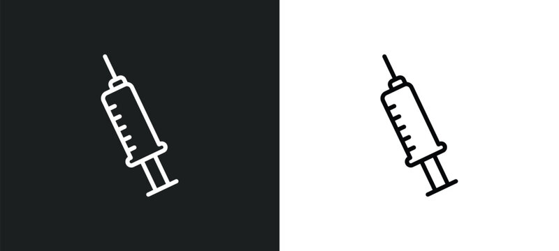 vaccine line icon in white and black colors. vaccine flat vector icon from vaccine collection for web, mobile apps and ui.
