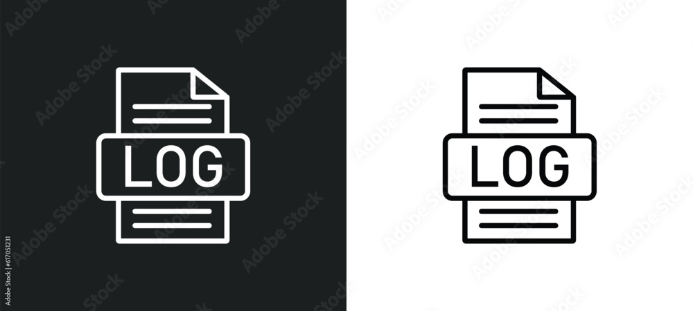Poster log line icon in white and black colors. log flat vector icon from log collection for web, mobile ap