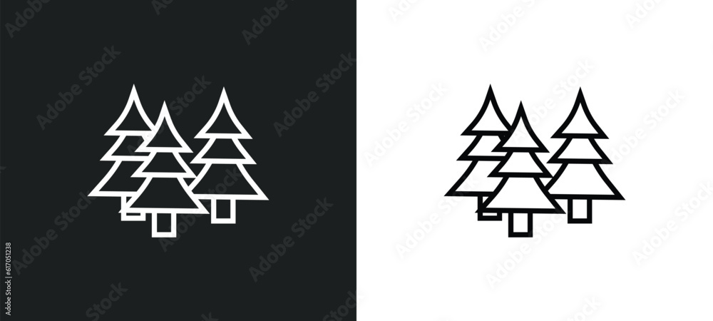 Poster forest line icon in white and black colors. forest flat vector icon from forest collection for web, 