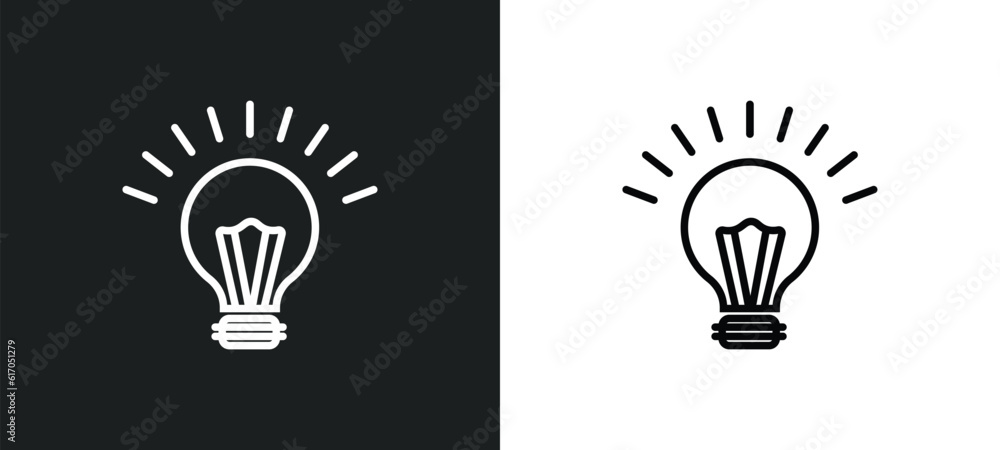 Poster lamp line icon in white and black colors. lamp flat vector icon from lamp collection for web, mobile