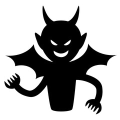 A demon icon with a horn on its head and wings on its back.