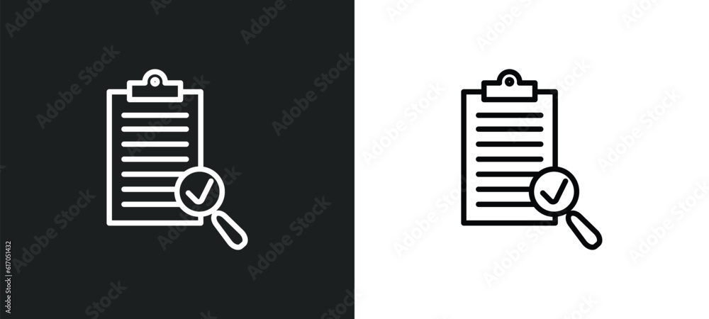 Poster revision line icon in white and black colors. revision flat vector icon from revision collection for