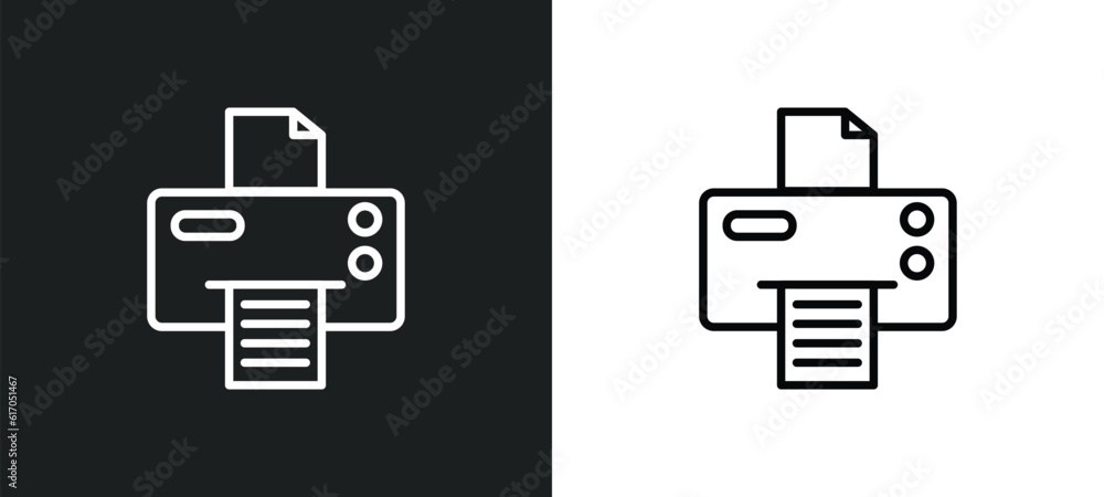 Poster print document line icon in white and black colors. print document flat vector icon from print docum
