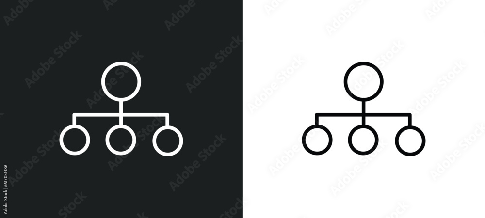Poster flow chart line icon in white and black colors. flow chart flat vector icon from flow chart collecti