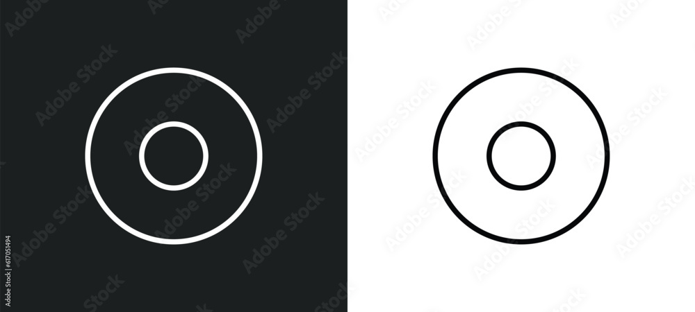 Aufkleber dot line icon in white and black colors. dot flat vector icon from dot collection for web, mobile ap