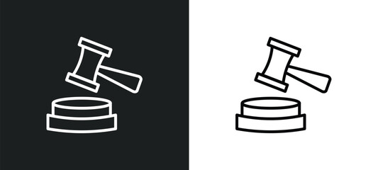 trial hammer line icon in white and black colors. trial hammer flat vector icon from trial hammer collection for web, mobile apps and ui.
