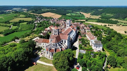drone photo Basilique de Vézelay France europe - obrazy, fototapety, plakaty