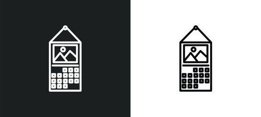 monthly wall calendar line icon in white and black colors. monthly wall calendar flat vector icon from monthly wall calendar collection for web, mobile apps and ui.