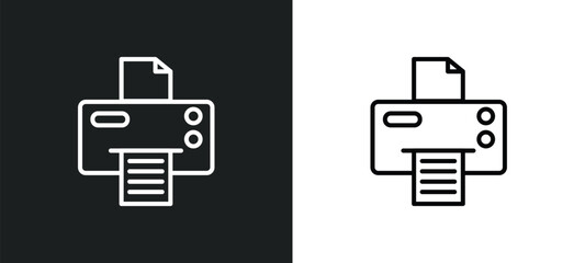 print document line icon in white and black colors. print document flat vector icon from print document collection for web, mobile apps and ui.